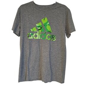 Adidas XL 18 20‎ Gray Camo Logo Short Sleeve T Shirt Tee